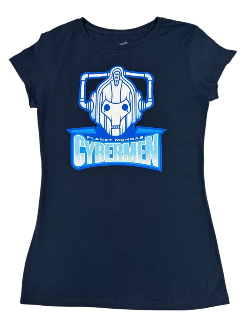 Dr. Who Planet Mondas Cybermen Novelty T-Shirt Navy Blue Cotton Size Large